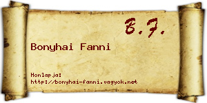 Bonyhai Fanni névjegykártya